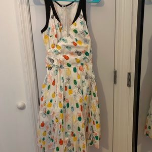 Pineapple print poplin dress